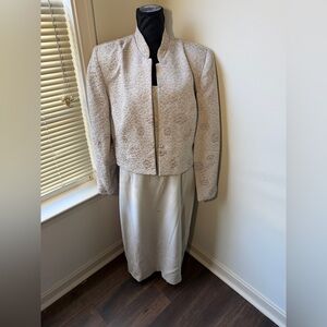 NWT Sz 18 2-Piece Patra Ivory Evening Dress Jacket Set Formal Wedding Mother
